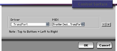 Digital Performer Control Setup