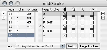 midiStroke configuration